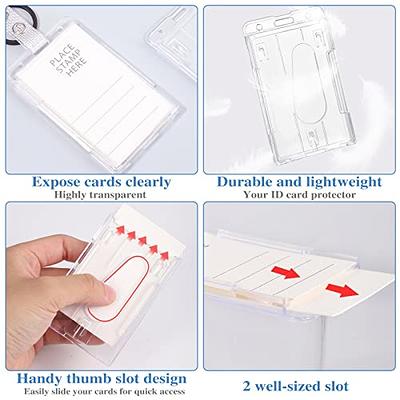 Clear Plastic ID Protector Access Card Holder Badge Clear Cover Badge Card  Protector Plastic Card Holder for Lanyard 
