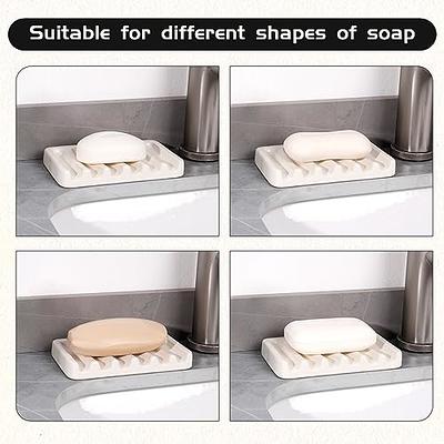 JOMOLA 2Pcs Adhesive Soap Dish for Bathroom Bar Soap Holder for Shower Wall  Double Layer Soap Saver with Drain Plastic Soap Tray for Kitchen Sink