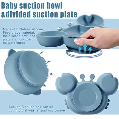 Soft Silicone Baby Feeding Set, Baby Led Weaning Supplies with Adjustable  Bib, Suction Bowl, Suction Divided Plate, Straw Cup, First Stage Spoon &  Fork, , Toddler Infant Self Eating Utensil Set 