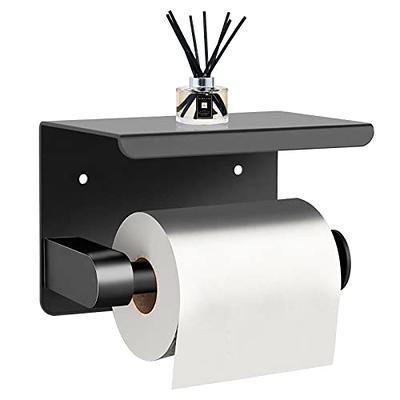 Toilet Paper Holder with Shelf, Adhesive Toilet Paper Holder Wall Mount,  SUS304 Rustproof Matte Toilet Paper Roll Holder, Bathroom Washroom Toilet  Roll Holder Black - Yahoo Shopping