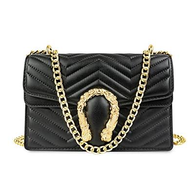Small Quilted Crossbody Bags for Women Shoulder Bag Clutch Purses Handbags with Gold Chain