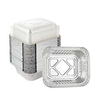 katbite 8x8 Aluminum Pans Disposable With Clear Lids for Air fryer, 25