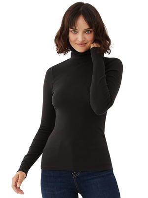 Free Assembly Women's Long Sleeve Fine Rib Turtleneck Top