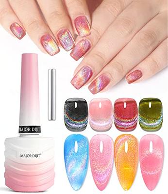 YOKE FELLOW 10ML Rainbow Cat Eye Gel Nail Polish, Soak Off UV Gel Polish  Laser Holographic 9D Cat Eye Rainbow Shimmer Effect