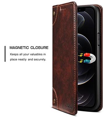 TUCCH iPhone 13 Pro Max Leather Case, iPhone 13 Pro Max PU Leather Wallet  Case, Stand Folio Flip Book Cover with Credit Card Slots, Magnetic Closure  for iPhone 13 Pro Max 6.7-inch