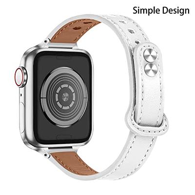 KYISGOS Compatible with iWatch Band 49mm 45mm 44mm 42mm, Genuine Leather  Replacement Band Strap Compatible with Apple Watch Ultra 2/1 SE Series 9 8  7