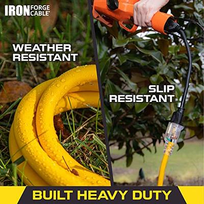 50 Foot Outdoor Extension Cord - 12/3 SJTW Neon Green High Visibility -  iron forge tools