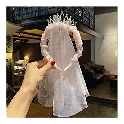 Bridal Veil Pearl Veils Wedding Vails Women's White Ivory Short Veils With  Comb For Brides Shower Hen Party Costume Dress Up Gift Prom Halloween Girls