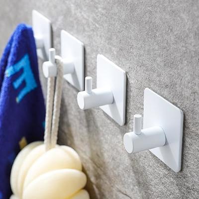 4 Pcs White Towel Adhesive Hooks for Tile Wall Stainless Steel Wall Hangers  of Heavy Duty