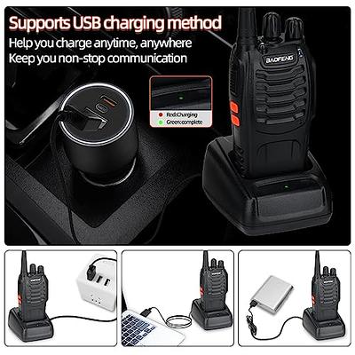 2Pcs Rechargeable Walkie Talkies for Adults Two Way Radios for Outdoors USB  Rechargeable Long Range 22 Channel Adapter, Charger, Battery Included with