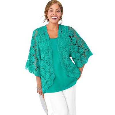 Plus Size Women's Crochet Cardigan by Jessica London in Aqua Sea (Size  26/28) Sweater - Yahoo Shopping