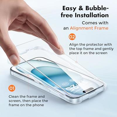 QHOHQ 3 Pack Screen Protector for iPhone 15 [6.1 Inch] with 3 Pack Camera  Lens Protector, Tempered Glass Film, HD Clear, 9H Hardness, No Bubbles,  Case