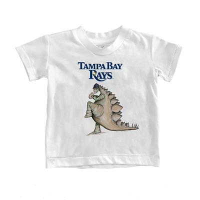 Women's Tiny Turnip White/Navy Tampa Bay Rays Baseball Flag 3/4-Sleeve Raglan T-Shirt