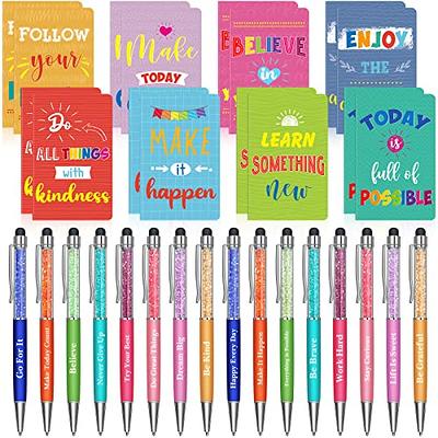 Funrous 32 Pcs Motivational Quote Pens Inspirational Notepads Mini