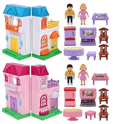 Mozlly Educational Mini Doll House Playset - Cute Small Dollhouse Figure  Playhouse Toy Set for Boys and