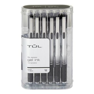 TUL Gel Pens, Retractable, Medium Point, 0.7 mm, Gray Barrel, Blue Ink,  Pack Of 12