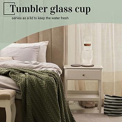 Bedside Water Carafe With Tumbler Glass Set For Bedroom Nightstand