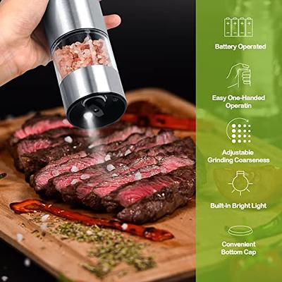 Battery Powered Stainless Steel Salt or Pepper Mill -Flafster Kitchen