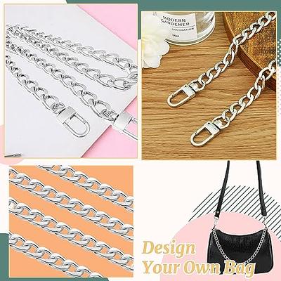 Yuronam 4 Different Sizes Flat Purse Chain Iron Bag Link Chains Shoulder  Straps Chains with Metal Buckles Hook for Replacement, DIY Handbags Crafts