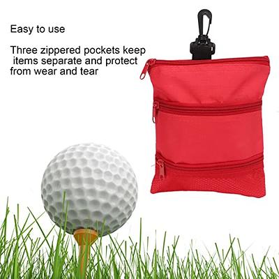 Golf Tee Pouch, Black Multi-Pocket Zipper Golf Ball Tee Handbag Portable  Golf Ball Accessories Pouch with Clip