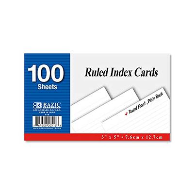 Index Cards, 3 x 5, Ruled, White, 100