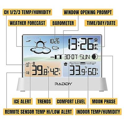 Raddy DT6 Weather Station Wireless Indoor Outdoor Thermometer Hygrometer  Barometer with 2 Remote Sensors + Extra R3 Sensor - Yahoo Shopping