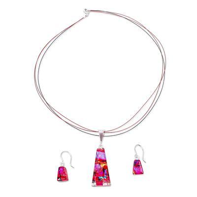 Multi-colored Dichroic Glass Jewelry Set