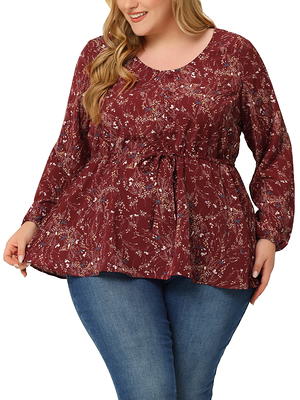 Plus Size printed peplum top plus size fashion tops plus size blouse