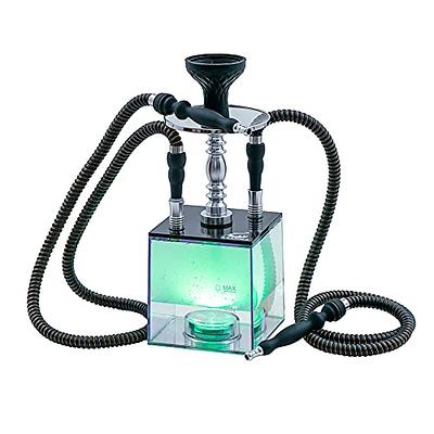  Portable Hookah Set with Everything, Mini Hookah Set, Shisha  Set 12” Glass Aluminum with Silicone Hose Bowl Heat Management System  Charcoal Holder Coal Tongs Travel Case Bag Bule : Health 