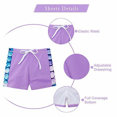 Girls Swimsuit Size 7-8 Two Piece Rash Guard Swimwear with Shorts