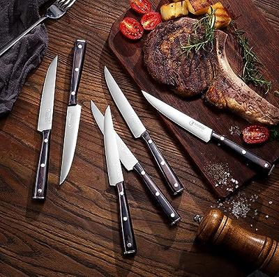 Kitchen Knives Gift Set - 4 Serrated Steak Knives 5' Set in Wooden Box