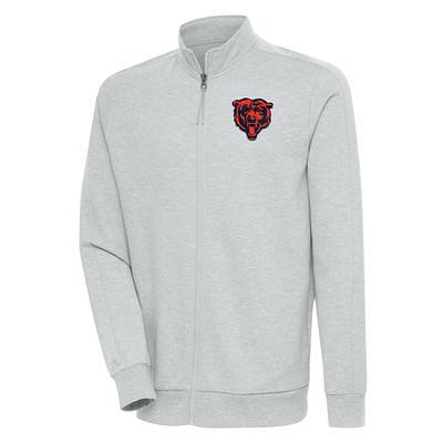 Women's Antigua Heathered Gray Chicago Bears Wordmark Victory Full-Zip Hoodie