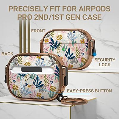 Maxjoy for Airpods Pro 2nd Generation/1st Generation Case with Lock,  Leopard AirPod Pro 2 Case Protective Hard Case for Women Men with Keychain  for