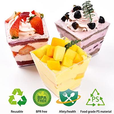 50 Sets]12 Oz Clear Plastic Parfait Cups with Lids & Inserts, Disposable  Dessert Cups Reusable