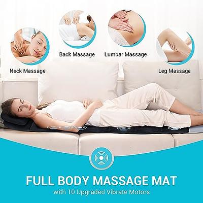 Mynt Vibration Massage Mat, Electric Full Body Massage Pad with Adjustable  Position Pillow 10 Vibrating Motors & 6 Heating Pads for Neck Back Leg  Muscle Pain Relaxation Gray