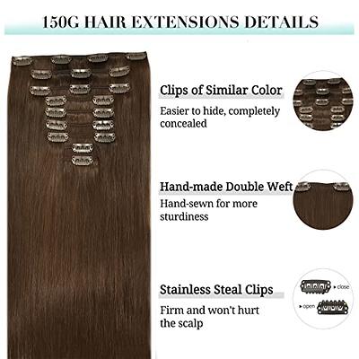 Clip in Hair Extensions, Straight 9pcs 150g Natural Black Color, 14 Inch  Clip in Hair Extensions Real Human Hair Thick Clip in Hair Extensions for