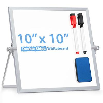 Small Dry Erase White Board TANKEE Magnetic Desktop Foldable Whiteboard  Portable Mini Easel Double Sided on Table Top with Holder for Kids Drawing,  Teacher Instruction, Memo Board Gray 