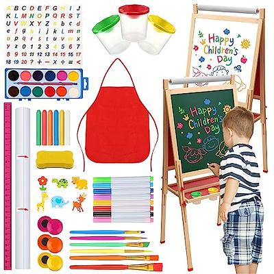 Yeaqee Art Easel for Kids Wooden Painting Easel with Paper Roll, 3 Height  Adjustable Double Sided Drawing Easel with Magnetic Chalkboard Whiteboard