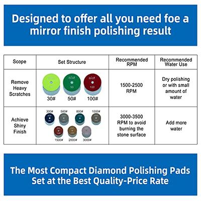Diamond Polishing Pads 4 Inch 10 Packs 3/8-11 Backer Pad Granite Polishing  Kit Marble Polishing Kit Diamond Sanding Pads Granite Polishing Pads