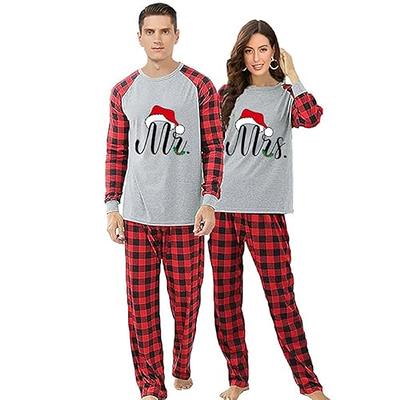 iHapHap Christmas Couple Pajamas Matching Sets Christmas Hat Mr & Mrs  Couple Matching Grey Pajamas Set (M,Men) - Yahoo Shopping