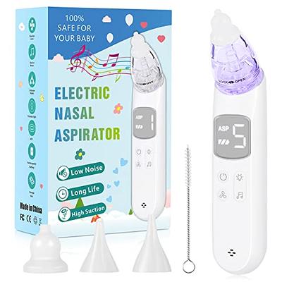 Nasal Aspirator, Bubbacare USB Charging Nose Cleaner with 4 Suction Levels, Ear Wax Remover with 4 Reusable Snot Sucker Nozzles for Infants & Toddlers