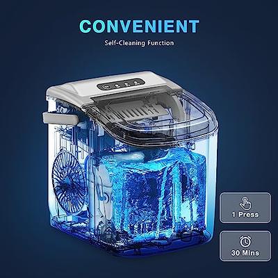 R.W.FLAME Ice Makers Countertop, Portable Ice Maker Machine with Self-Cleaning, 26.5lbs/24Hrs, 6 Mins/9 Pcs Bullet Ice, Ice Scoop and Basket