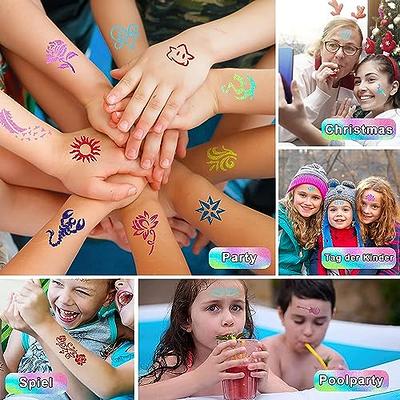 Glitter Tattoo Kit With Stencil, Glue, Hot Brush Styler Temporary Colors  For Kids Body Art Design, Painting Powder, Halloween 2308017 From Shu07,  $21.89 | DHgate.Com