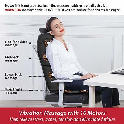 Comfier Cordless Back Massager with Heat, Electric Massage Chair Pad, Deep Tissue Kneading Massager with 12 Massage Nodes for Upper Lower Back, Size