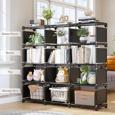 REIBII Bookshelf for Bedroom Book Shelf Organizer Bookcase Tall Book Case  18 Cube Storage Organizer Cube Shelf Black Cubby Storage Organizer Shelves