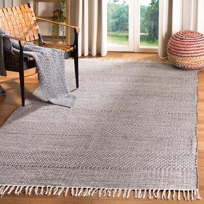 Handmade Woven Cotton Bedroom Rug Blue Striped Runner 3x5 