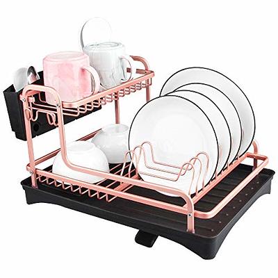 MERRYBOX Over The Sink Dish Drying Rack Adjustable Length (25-33in), 2 Tier  Dish Rack Over Sink with Multiple Baskets Utensil Holder Cup Holder, Full