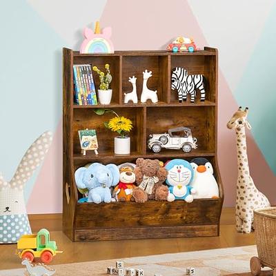 Lerliuo Kids Toy Storage Organizer, Children Small Bookcase and Bookshelf,  Toddler 4 Cubby Toy Storage Cabinet, Toy Shelf for Playroom, Bedroom