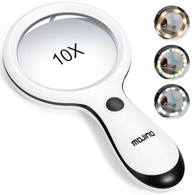 JMH Magnifying Glass with Light 30X Handheld Large Magnifying Glass 18LED  Cold