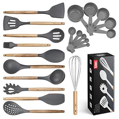 Homikit 27 Pieces Silicone Cooking Utensils Set with Holder, Kitchen  Utensil Sets for Nonstick Cookware, Black Kitchen Tools Spatula with  Stainless Steel Handle, Heat Resistant 